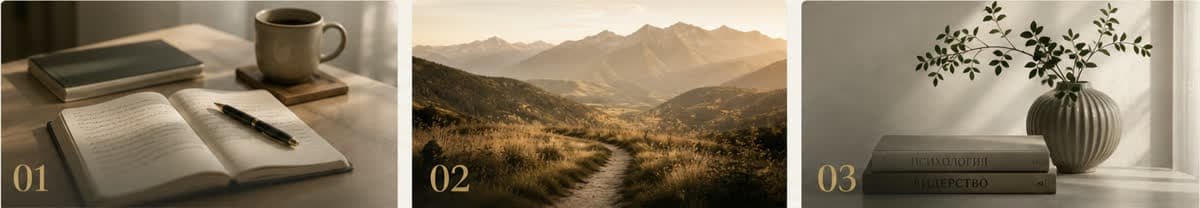Три визуальных направления входа: личная сессия, Путь Героя и мягкий старт через материалы.